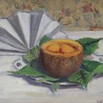 Oljemålning, Gideon Börje (1891-1965), Stilleben med melon, 32 x 40